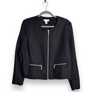 Adrienne Vittadini office wear interview event zipper jacket black women's Large